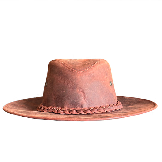 Wine Color Leather Hat