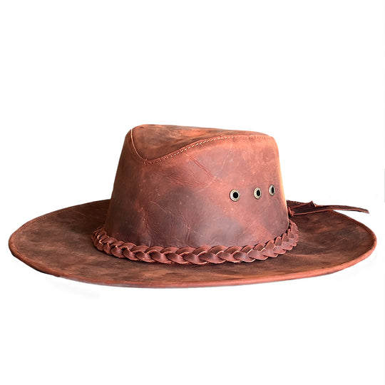 Wine Color Leather Hat