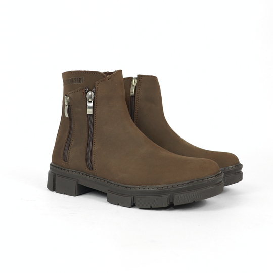 Bota Sahara De Piel Para Mujer 1080 Nobuck Café