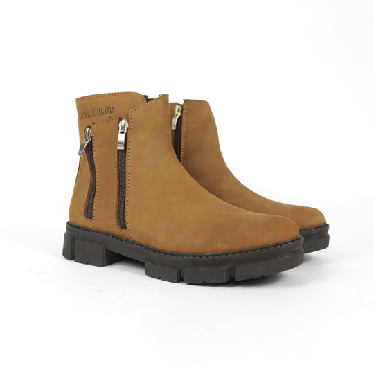 Bota Sahara De Piel Para Mujer 1080 Nobuck Avellana