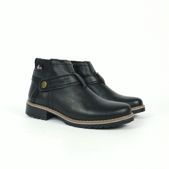 Bota Fryda De Piel Para Mujer 1231 Visalt Negro