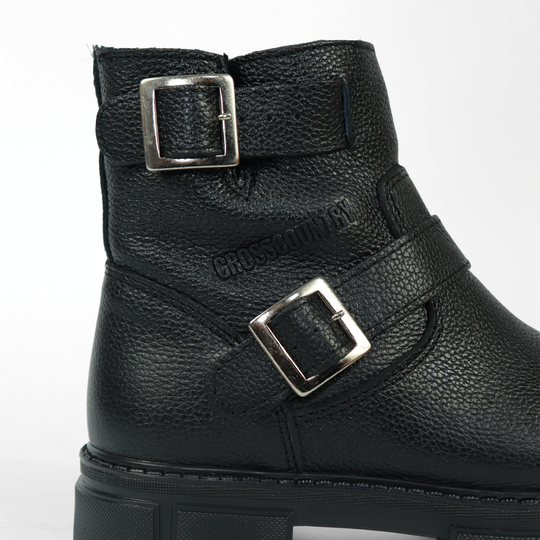 Bota Sahara De Piel Para Mujer 1079 Visalt Negro