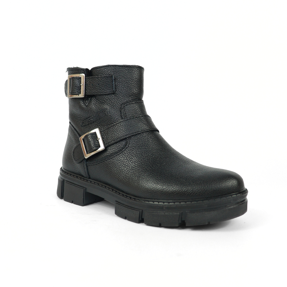 Bota Sahara De Piel Para Mujer 1079 Visalt Negro
