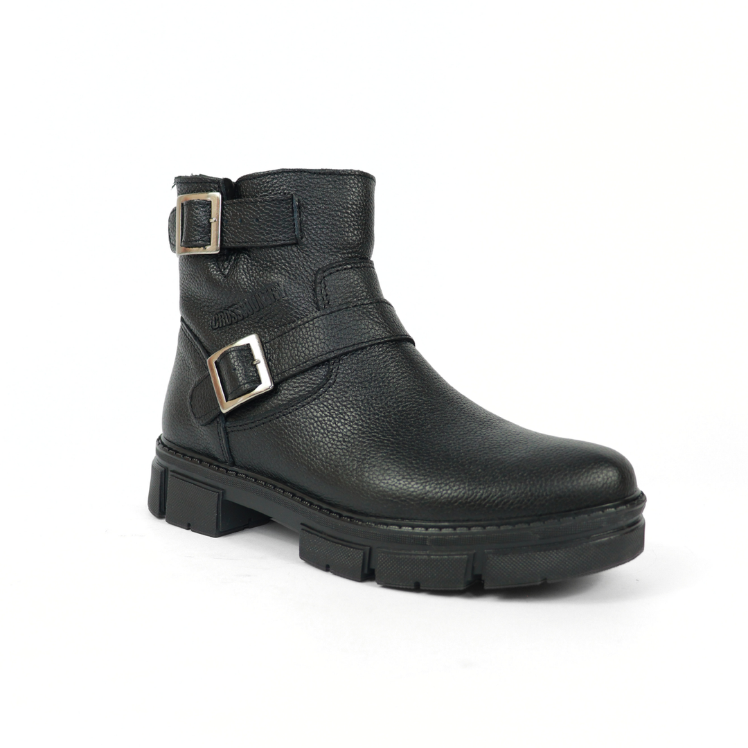 Bota Sahara De Piel Para Mujer 1079 Visalt Negro