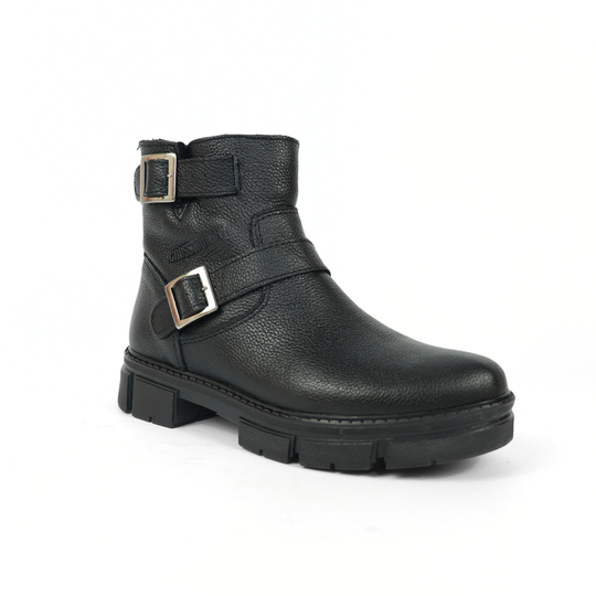 Bota Sahara De Piel Para Mujer 1079 Visalt Negro