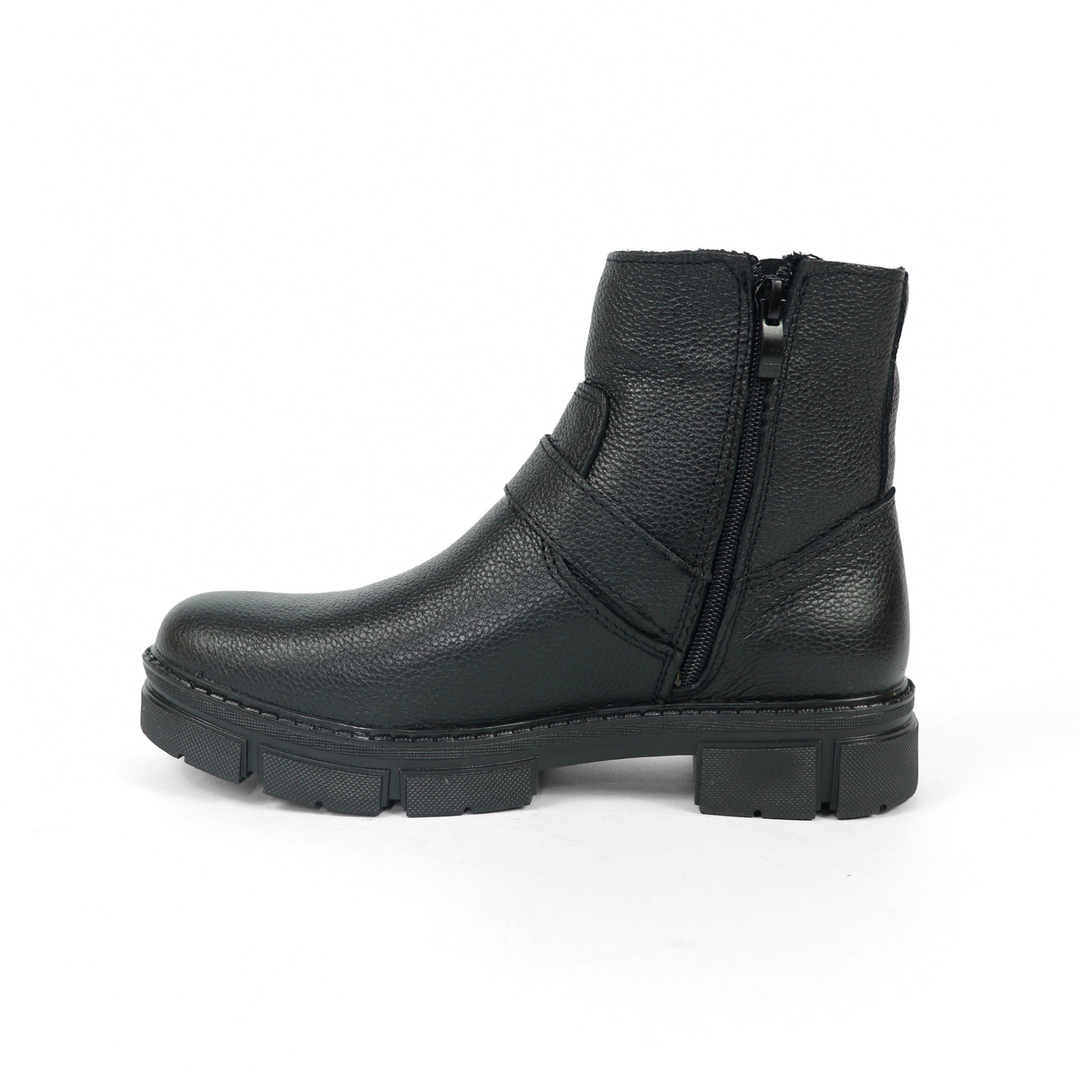 Bota Sahara De Piel Para Mujer 1079 Visalt Negro