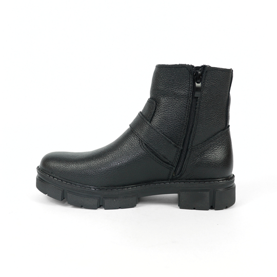 Bota Sahara De Piel Para Mujer 1079 Visalt Negro