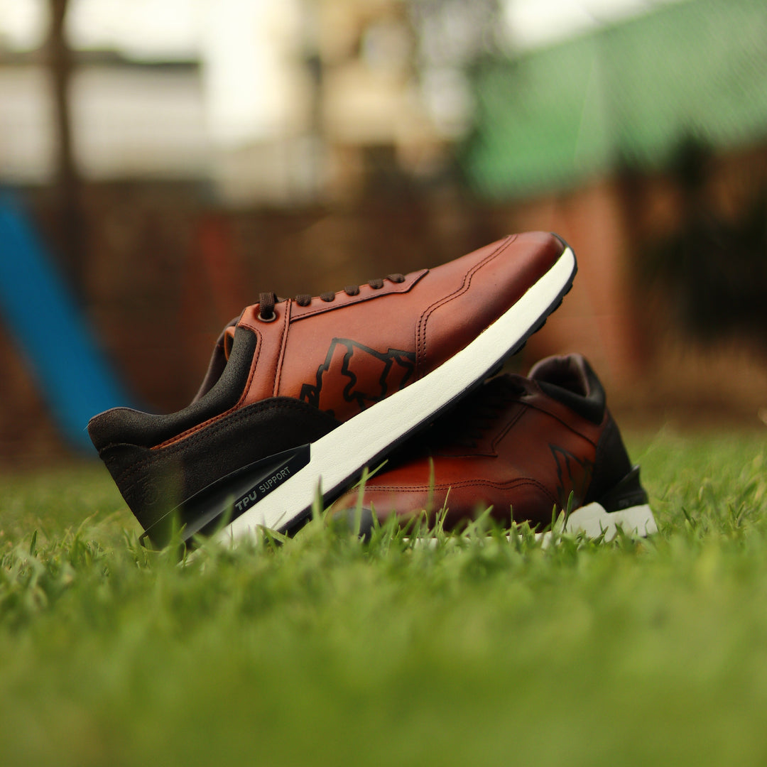 Sneakers Hi-Foam De Piel Miel