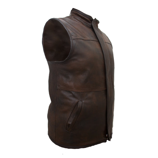 Crosscountry Washed Brown Leather Vest